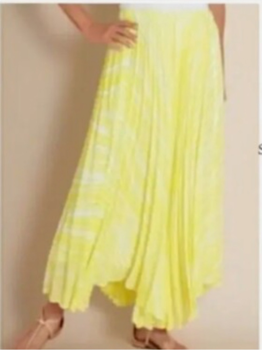 Soft Surroundings Tall XL bright Yellow Pleated Maxi Skirt Elastic Waist Lined